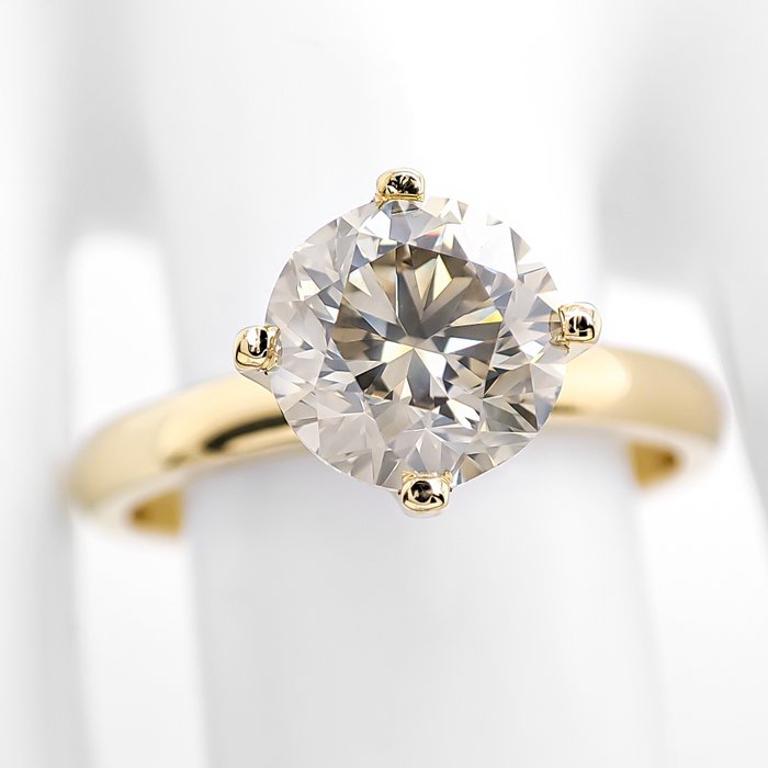 Ring - 14 karat Gulguld -  1.52ct. tw. Grøn Diamant (Naturfarvet)