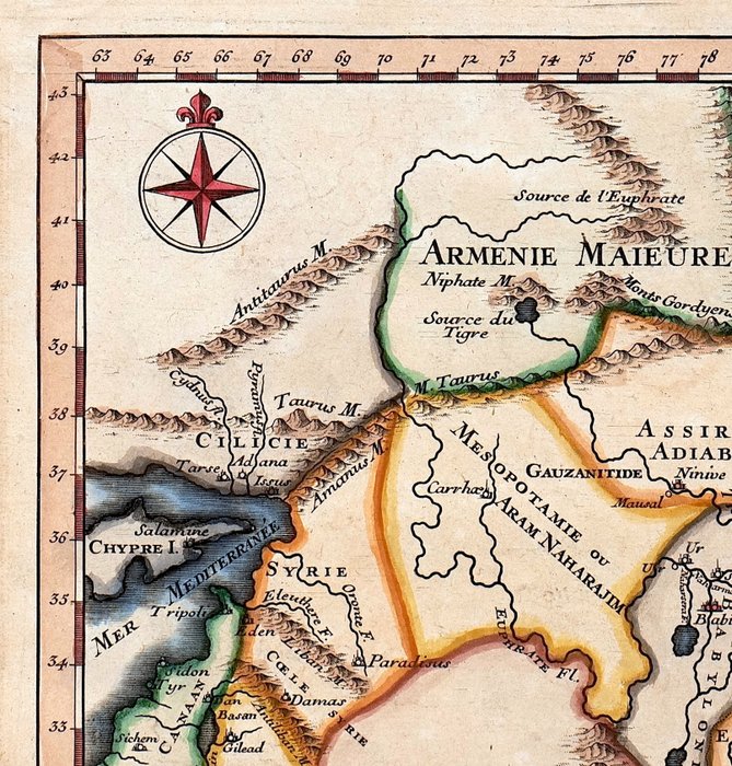 Middle East - Eden / Irak / Syrien / Iran / Armenien; Calmet - Carte du Paradis Terrestre suivant le Systeme de Mr. Huet - 1722