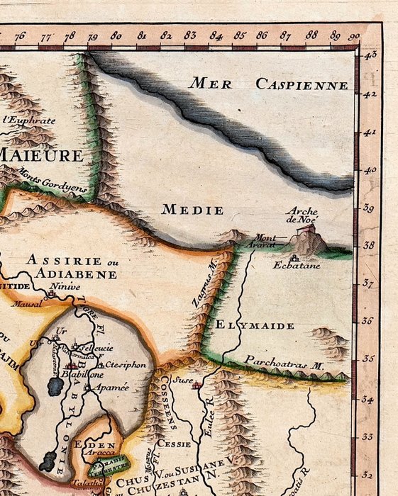 Middle East - Eden / Irak / Syrien / Iran / Armenien; Calmet - Carte du Paradis Terrestre suivant le Systeme de Mr. Huet - 1722