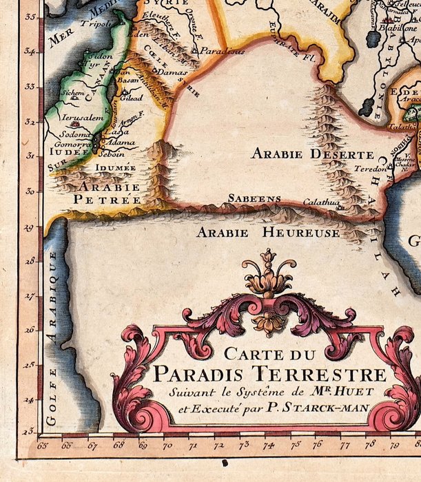 Middle East - Eden / Irak / Syrien / Iran / Armenien; Calmet - Carte du Paradis Terrestre suivant le Systeme de Mr. Huet - 1722