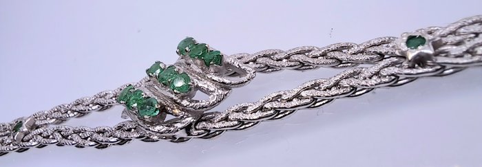 Armbånd - 18 kraat Hvidguld -  0.44ct. tw. Smaragd