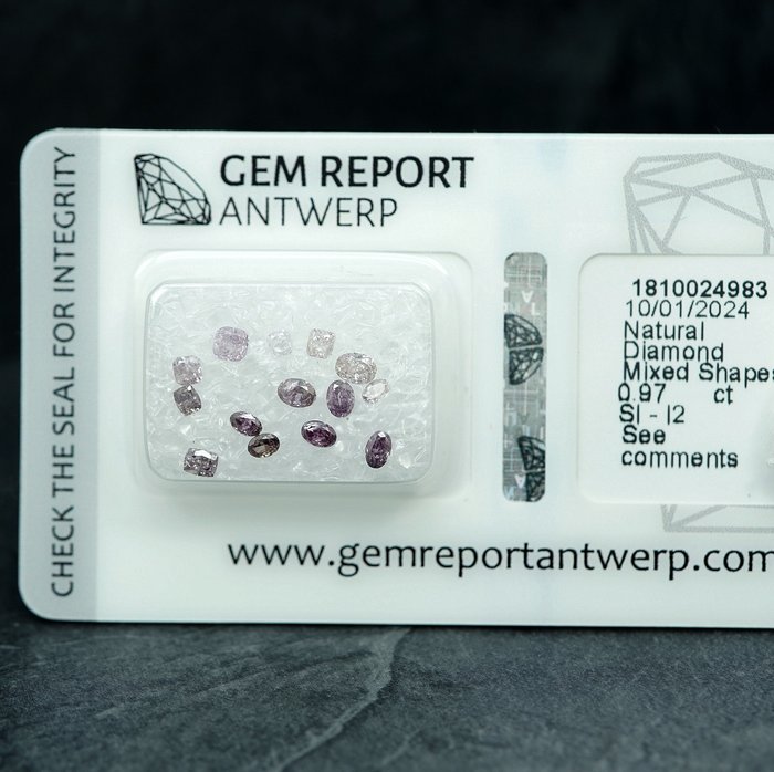 14 pcs Diamant  (Natur)  - 0.97 ct - Oval - I2, SI1 - Gem Report Antwerp (GRA)