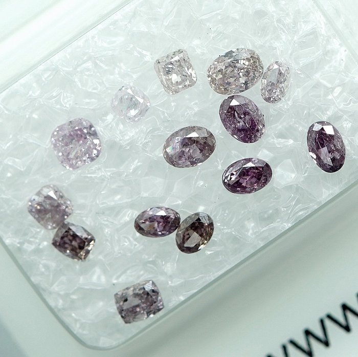 14 pcs Diamant  (Natur)  - 0.97 ct - Oval - I2, SI1 - Gem Report Antwerp (GRA)