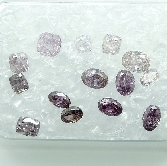 14 pcs Diamant  (Natur)  - 0.97 ct - Oval - I2, SI1 - Gem Report Antwerp (GRA)