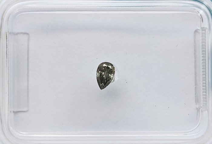 Ingen mindstepris - 1 pcs Diamant  (Naturfarvet)  - 008 ct - Pære - Fancy intense Grå - SI2 - International Gemological Institute (IGI)