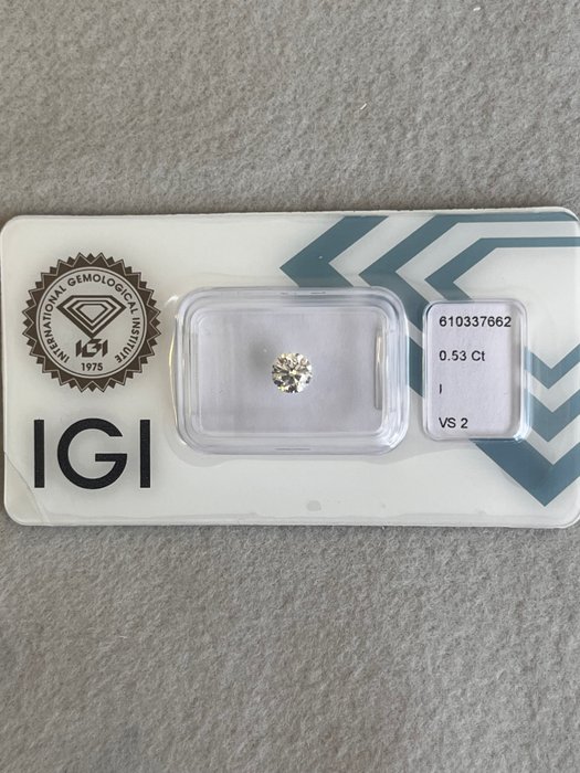 1 pcs Diamant  (Natur)  - 053 ct - Rund - I - VS2 - International Gemological Institute (IGI)