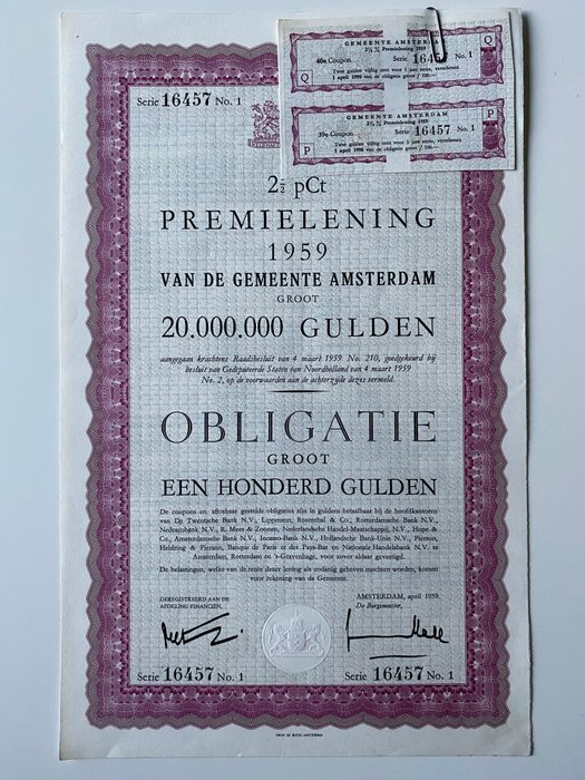 Holland. - 100 Gulden - 1959  (Ingen mindstepris)