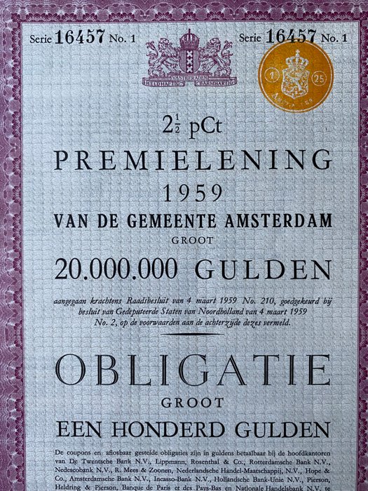 Holland. - 100 Gulden - 1959  (Ingen mindstepris)