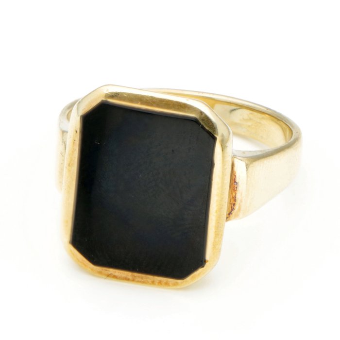 Ring - 14 karat Gulguld Onyx