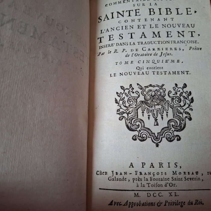 Commentaire Litteraire sur la Sainte Bible - 1740