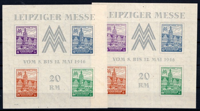 De allieredes besættelse - Tyskland (sovjetisk zone) 1946 - Vestsachsen blokpar Leipziger Messe **/MNH - Michel Block 5 X/Y