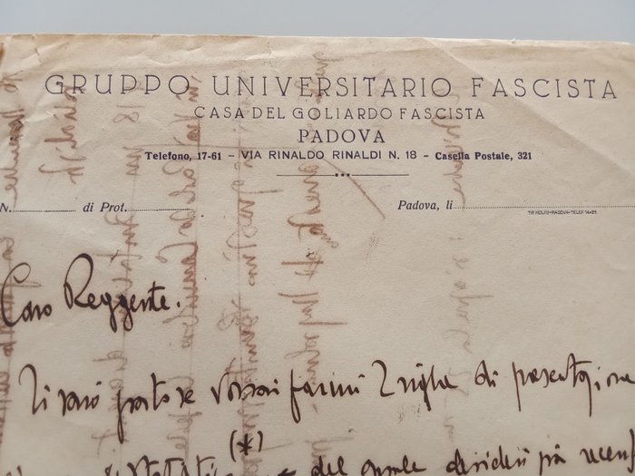 Benito Mussolini - Lettera con autografo - 1919