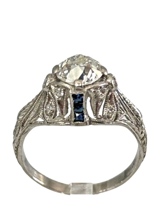 Ring Platin, Lækker art deco platin og diamantring 1,15 karat -  1.15ct. tw. Diamant (Natur)  - Diamant