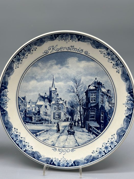 5 Limitierte Sammlerteller: Delfter Weihnachtsserie 1987–1992 – Blaue Fayencekunst mit Zertifikaten - Vægtallerken - Porcelæn