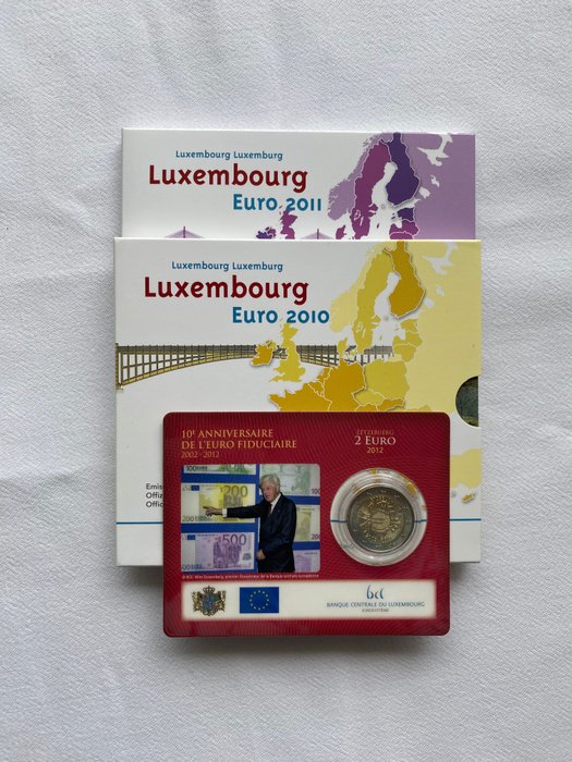 Luxembourg. Year Set / 2 Euro 2010/2012 (3 items)  (Ingen mindstepris)