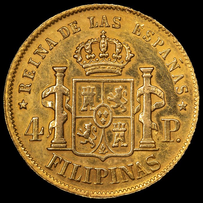 Spanien. Isabel II (1833-1868). 4 Pesos 1868 Manila  (Ingen mindstepris)