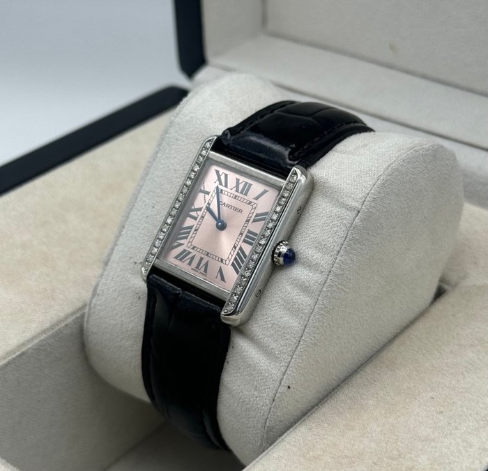 Cartier - Tank Solo Pink Dial Diamonds - 3170 - Kvinder - 2010-2020