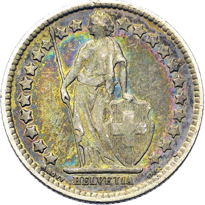 Schweiz, Bern 1/2 Franken 1877 B. Keydate