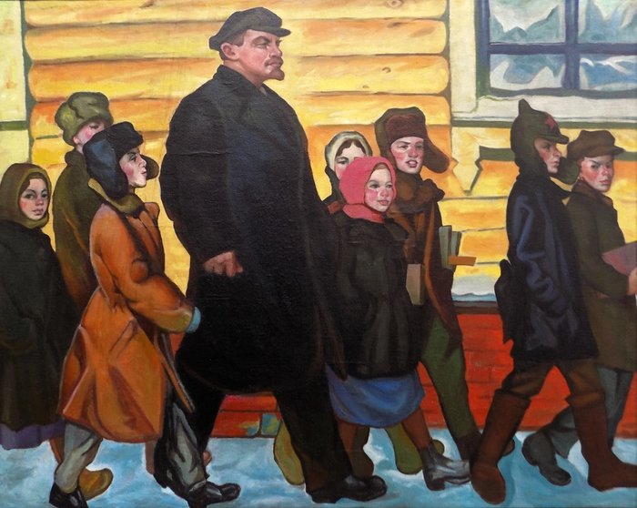 Attribuito a Vyaceslav Vasilievich Tokarev (1917-2001) - Lenin con i bambini - XL FORMAT