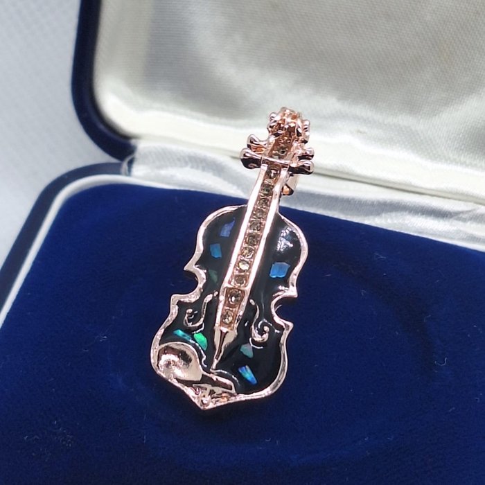 18 karat rullet rosa guld - Broche - Kunstnerisk violin