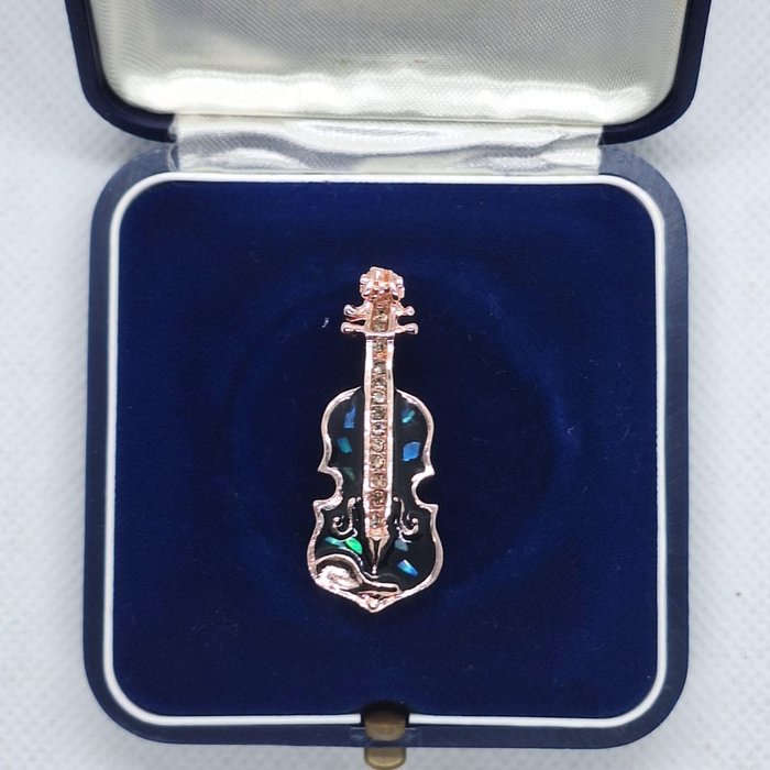 18 karat rullet rosa guld - Broche - Kunstnerisk violin