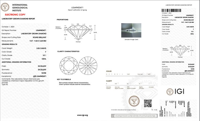 Øreringe - 18 kraat Hvidguld -  6.10ct. tw. Diamant (Laboratoriedyrket) - F VS1 IDEAL