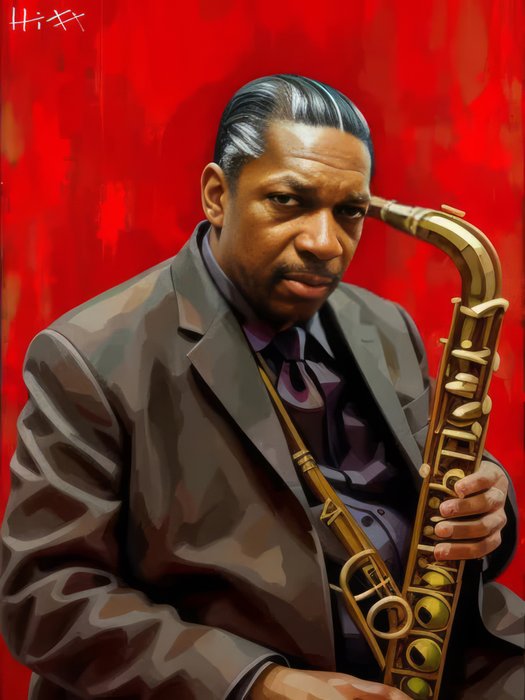 Jacob Hitt - John Coltrane Royal Portrait - Canvas ready-to-hang w/COA by artist Jacob Hitt