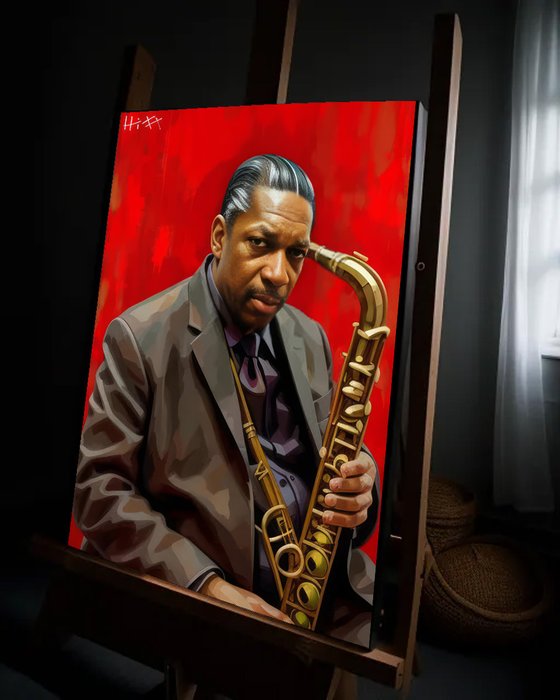 Jacob Hitt - John Coltrane Royal Portrait - Canvas ready-to-hang w/COA by artist Jacob Hitt