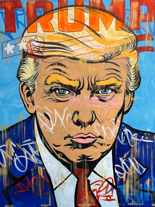 Dillon Boy (1979) - World's Largest Original Hand Painted President Donald Trump Painting Portrait Republican Pop Art