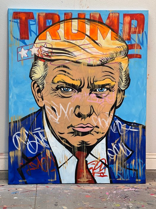 Dillon Boy (1979) - World's Largest Original Hand Painted President Donald Trump Painting Portrait Republican Pop Art