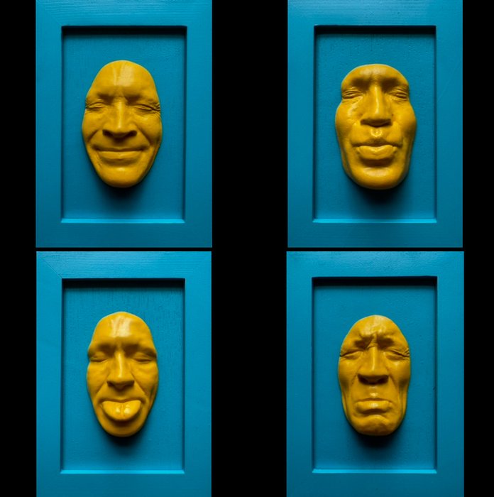 Gregos (1972) - Lot de 4 cadres-Yellow moods on blue light backgrounds