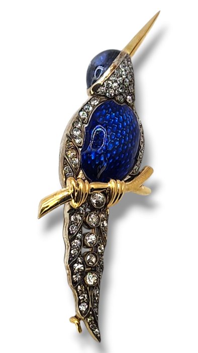 Broche - 14 karat Gulguld Antik Imperial 56 guld (14k) emalje og 20 Ct diamantbroche