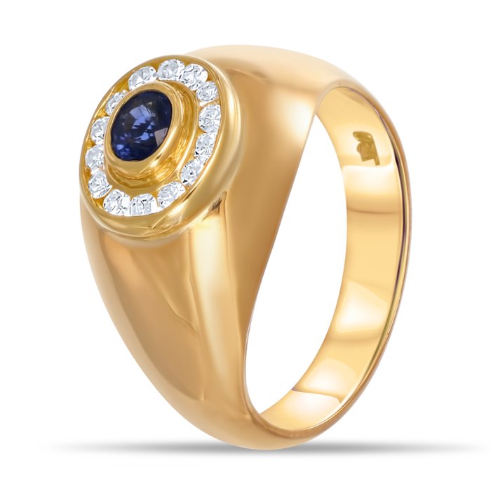 Ring - 18 kraat Gulguld -  0.68ct. tw. Safir - Diamant