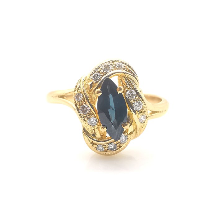 Ring - 18 kraat Gulguld -  1.04ct. tw. Safir - Diamant