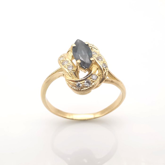 Ring - 18 kraat Gulguld -  1.04ct. tw. Safir - Diamant