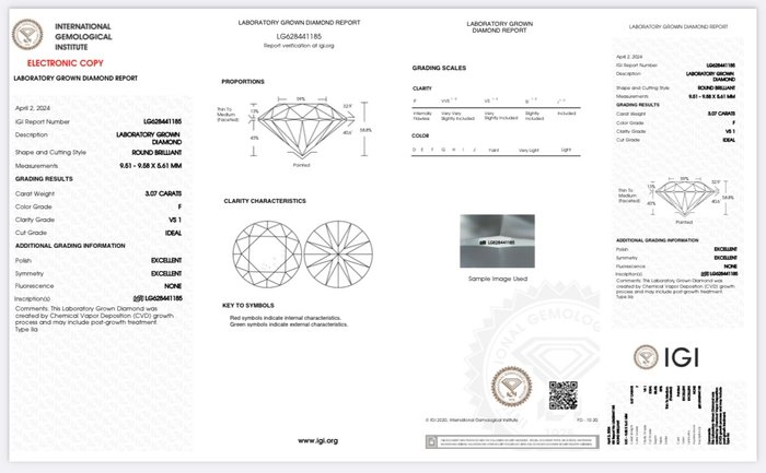 Ingen mindstepris - Forlovelsesring - 18 kraat Hvidguld -  3.07ct. tw. Diamant (Laboratoriedyrket) - F VS1 IDEAL