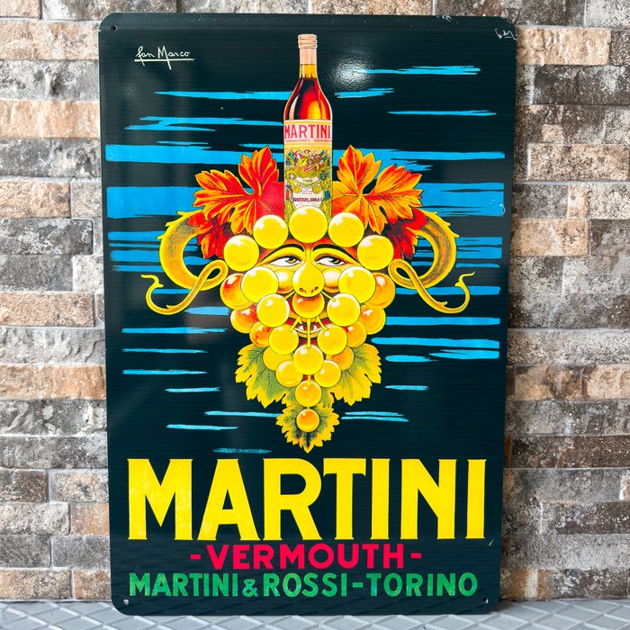 Martini - Tegn - XXL (60x40 cm) Martini vintage skilt - Metal