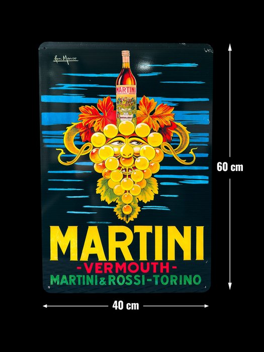 Martini - Tegn - XXL (60x40 cm) Martini vintage skilt - Metal