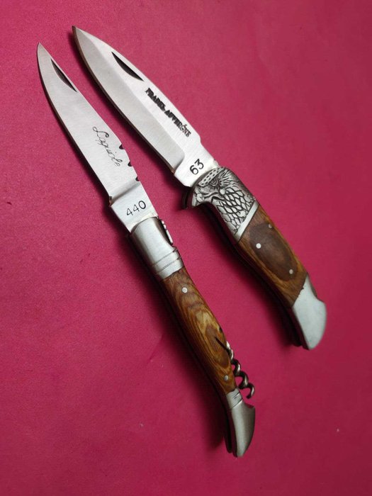 Køkkenkniv -  Franske foldebøfknive - Sæsontræ  Smedet stål - Frankrig - Vintage kollektive knive