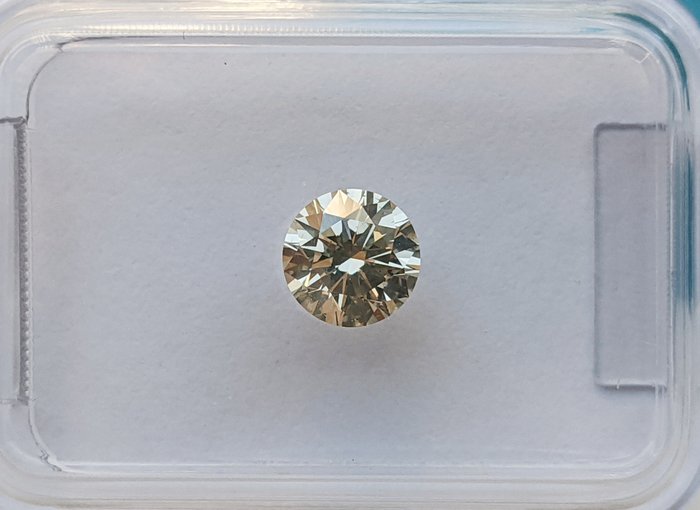 Ingen mindstepris - 1 pcs Diamant  (Naturfarvet)  - 0.52 ct - Rund - Fancy light Grålig, Grønlig Gul - SI1 - International Gemological Institute (IGI)