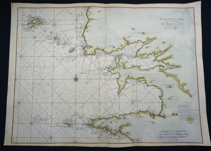 Europa - Frankrig / Bretagne / Bretagne / Brest ....; J.N. Bellin / Dépôt des cartes et plans de la Marine - 5me Carte Particuliere des costes de Bretagne contenant les environs de la rade de Brest - 1751-1760