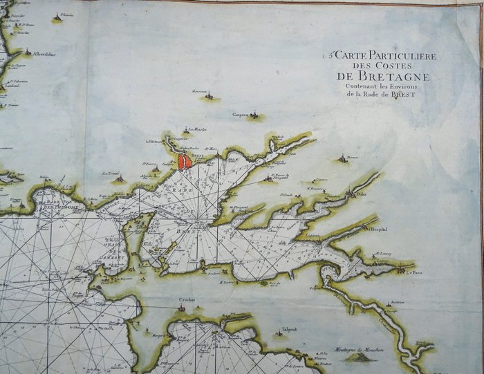 Europa - Frankrig / Bretagne / Bretagne / Brest ....; J.N. Bellin / Dépôt des cartes et plans de la Marine - 5me Carte Particuliere des costes de Bretagne contenant les environs de la rade de Brest - 1751-1760