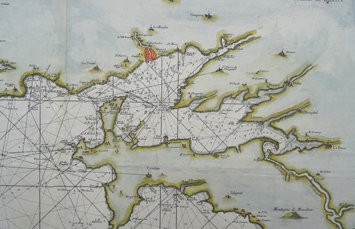 Europa - Frankrig / Bretagne / Bretagne / Brest ....; J.N. Bellin / Dépôt des cartes et plans de la Marine - 5me Carte Particuliere des costes de Bretagne contenant les environs de la rade de Brest - 1751-1760