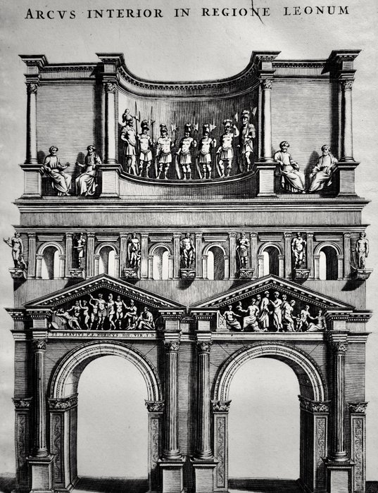 Joan Blaeu / Pieter Mortier - The Gate of the Lions or Porta Leoni in Verona from Nouveau Théâtre d'Italie - 1660-1704