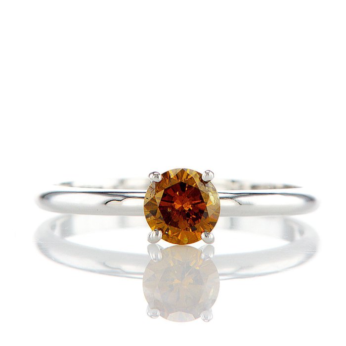 Ingen mindstepris - Ring - 14 karat Hvidguld -  0.51ct. tw. Gul Diamant (Naturfarvet)