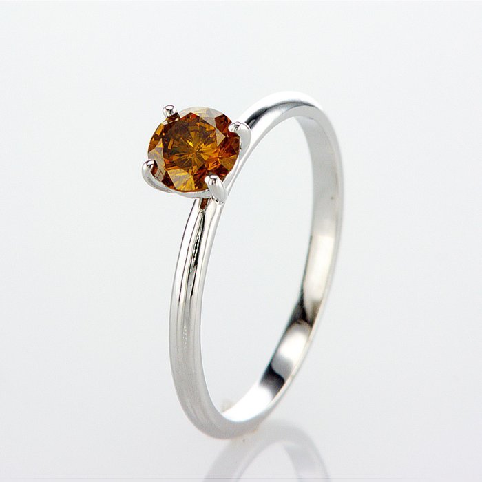 Ingen mindstepris - Ring - 14 karat Hvidguld -  0.51ct. tw. Gul Diamant (Naturfarvet)