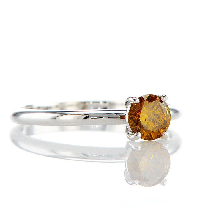 Ingen mindstepris - Ring - 14 karat Hvidguld -  0.51ct. tw. Gul Diamant (Naturfarvet)