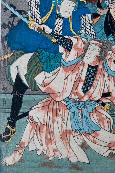 Andō Kihachirō and Enjō Jizaemon in the play 'Katakiuchi Sozenji' - Utagawa Isshusai Kunikazu (ac. ca. 1848-1868) - Japan - Edo-perioden (1600-1868)