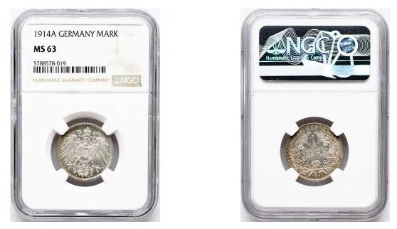 Tyskland. Wilhelm II. 1 Mark 1914 / A - NGC MS 63