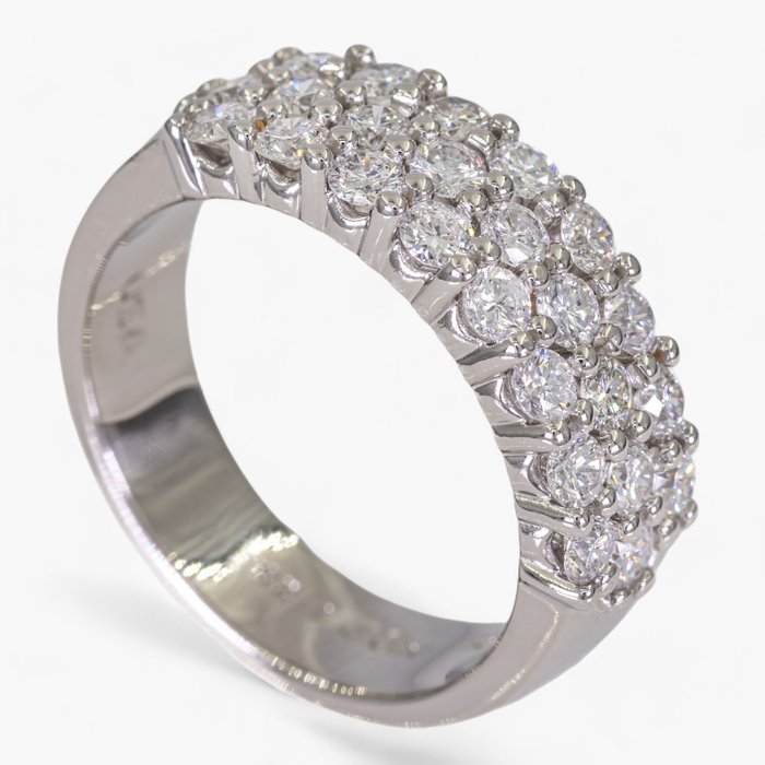 Ingen mindstepris - Ring - 14 karat Hvidguld 140 ct diamanter - IGI certificeret Diamant (Natur)